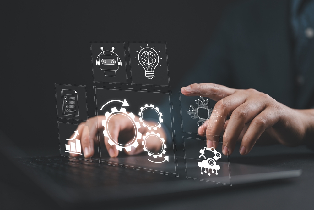 Rpa,,Robotic,Process,Automation,Concept.,Businessman,Use,Laptop,With,Virtual