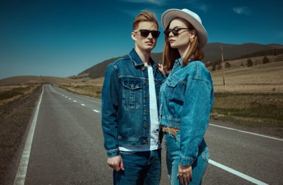 Denim,Style.,Portrait,Of,A,Girl,And,A,Guy,Fashion